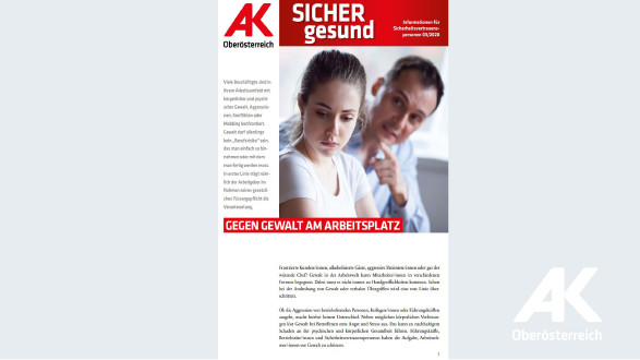 Wandzeitung Sicher Gesund Nr. 3/2020: Gegen Gewalt am Arbeitsplatz © Arbeiterkammer Oberösterreich