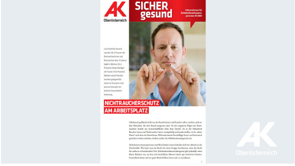Wandzeitung Sicher Gesund Nr. 1/2021: Nichtraucherschutz am Arbeitsplatz © Arbeiterkammer Oberösterreich