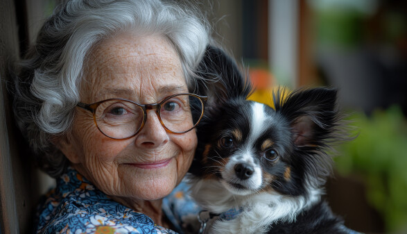 ältere Dame mit Hund