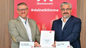 Bruno Kamraner (Leiter der AK-Bezirksstelle Linz-Land) und Andreas Stangl (AK-Präsident)