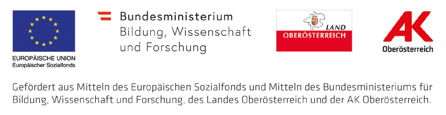 Logos Fördersatz Bildungsberatung © -, Arbeiterkammer Oberösterreich Logos Fördersatz Bildungsberatung © -, Arbeiterkammer Oberösterreich