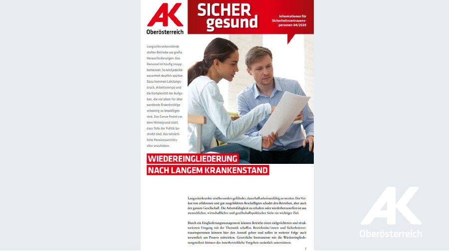 Wandzeitung Sicher Gesund Nr. 4/2020: Wiedereingliederung nach langem Krankenstand © Arbeiterkammer Oberösterreich