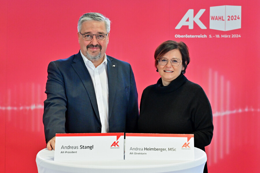 AK-Präsident Andreas Stangl und AK-Direktorin Andrea Heimberger