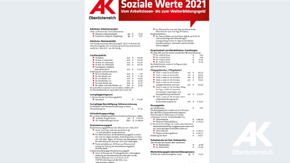Infoblatt Soziale Werte 2021 © Arbeiterkammer Oberösterreich