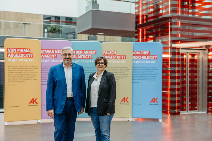 Andreas Stangl (AK-Präsident) und Andrea Heimberger, MSc (AK-Direktorin)