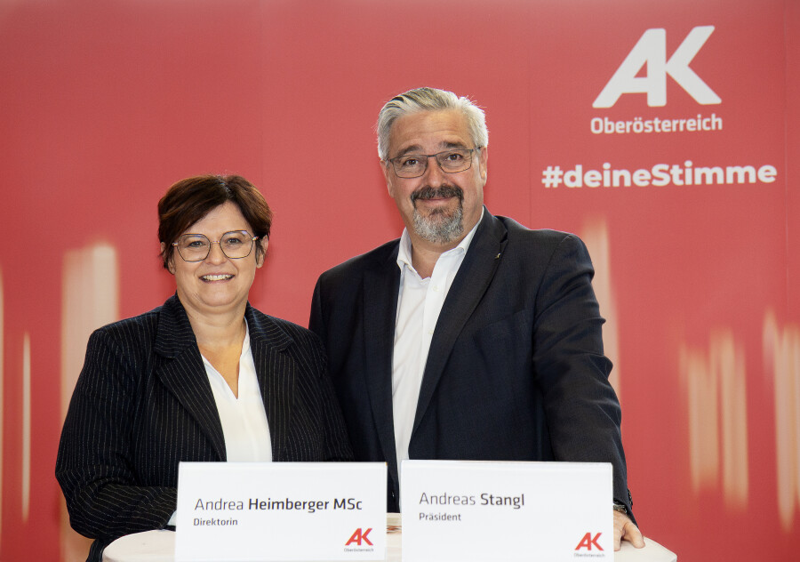 AK-Direktorin Andrea Heimberger, MSc und AK-Präsident Andreas Stangl