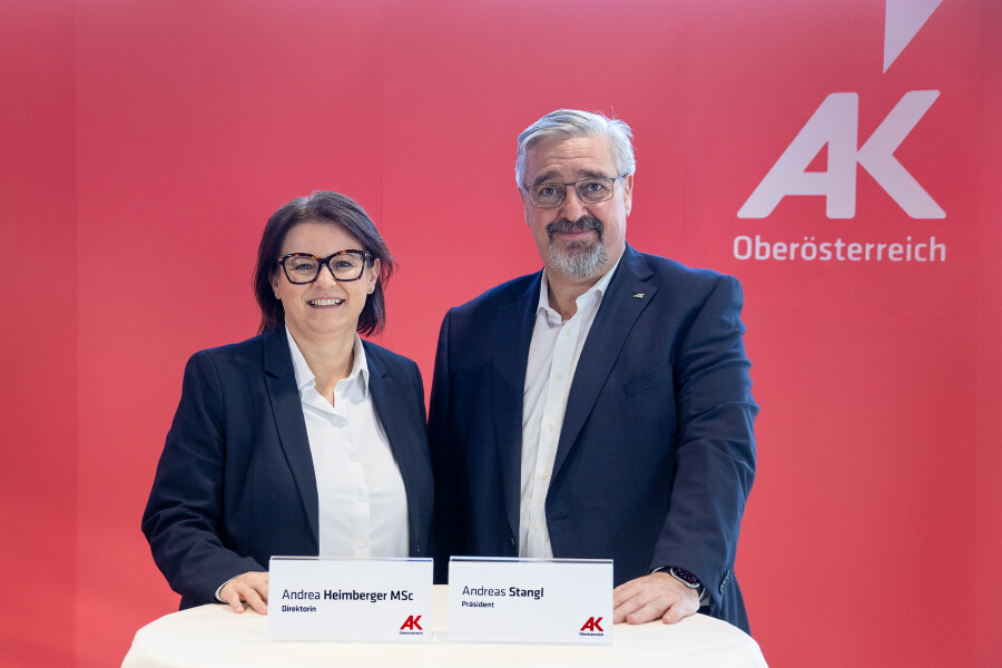 Andrea Heimberger (AK Direktorin) und Andreas Stangl (AK Pr&auml;sident)